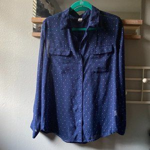 Old Navy Sheer Polka Dot Long Sleeve Blouse